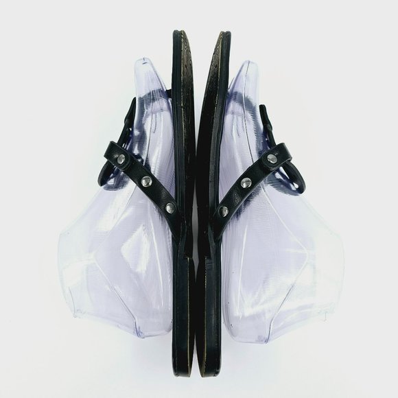 Pierre Dumas Limit Flat Slip On Thong Flip Flops Sandals 10 M Black Faux Leather - Picture 9 of 13